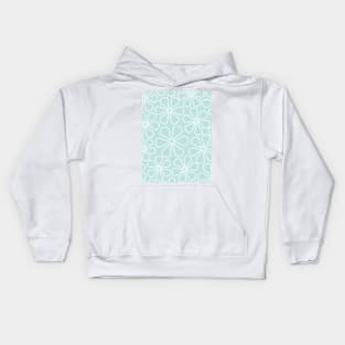Abstract Flowers White on Duck Egg Blue Kids Hoodie